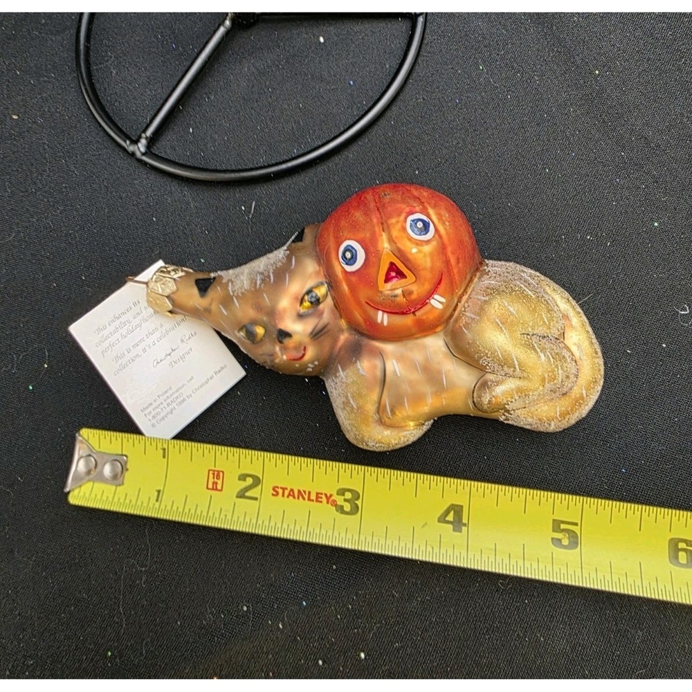 Christopher Radko Boo Boo Kitty 1995 Halloween Cat Pumpkin Ornament 4.5" Tag - Picture 13 of 14